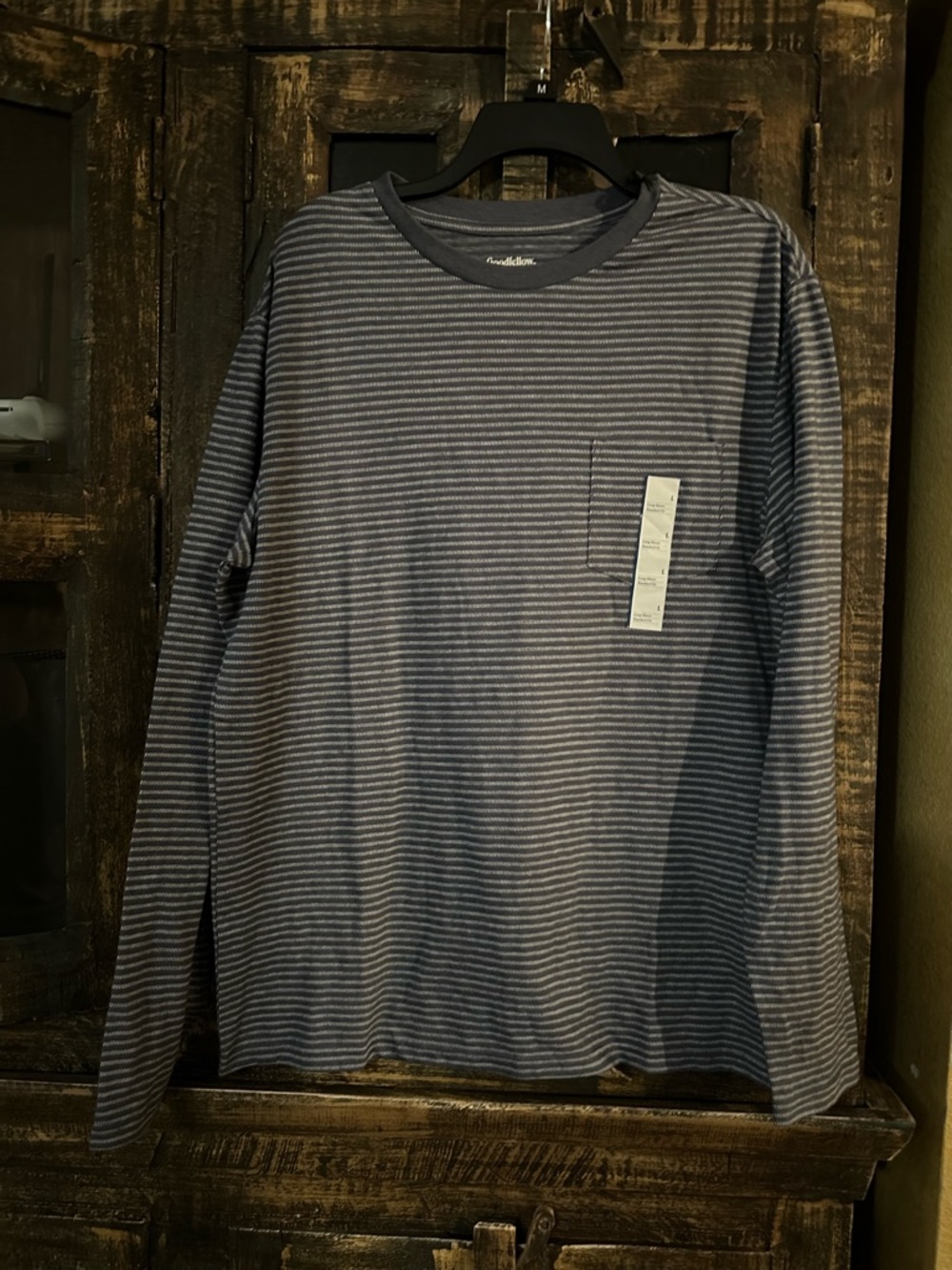 Men's Striped Banner Blue Crewneck T-Shirt Goodfellow & Co™ Large